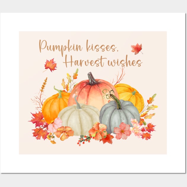 Cute pumpkins with fall quote Wall Art by Catmaleon Design